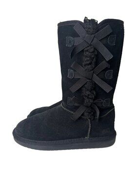 Koolaburra by UGG Black Bow Boots Youth 3 Fits Womens 5 Shearling Winter
